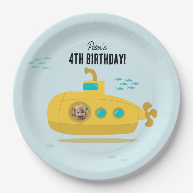 Assiettes En Carton Cute Submarine Deep Sea Birthday Kids Photo (Devant)
