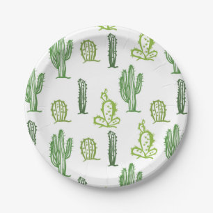 Assiettes En Carton Cute Succulent Joli Cactus en papier vert