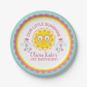 Assiettes En Carton Cute Sunshine Girl Plaque de fête d'anniversaire