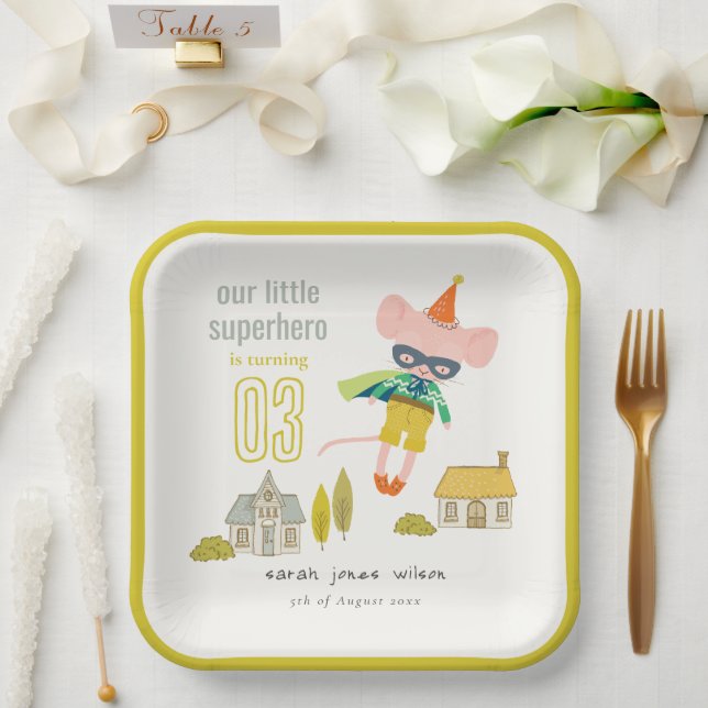 Assiettes En Carton Cute Superhero Souris Amusants Enfants Photo Anniv (Mariage)