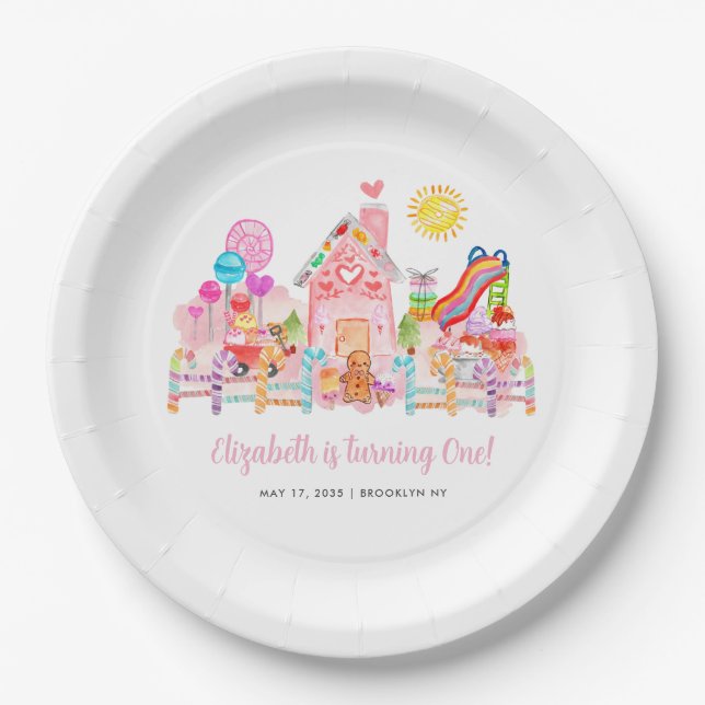 Assiettes En Carton Cute Sweet Celebration Candyland Anniversaire de e (Devant)