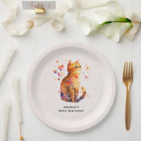 Cute Tabby Chat avec Coeurs Anniversaire