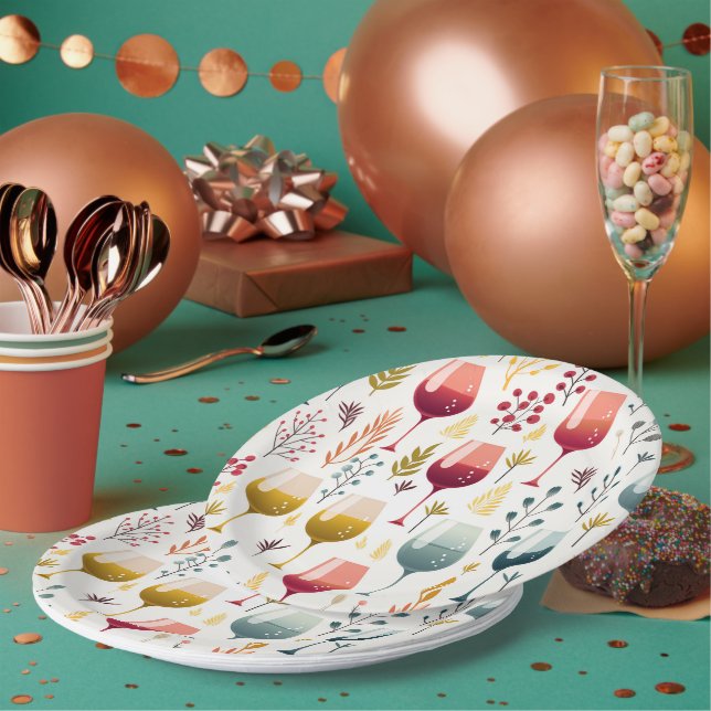 Assiettes En Carton Cute tasses à vin plaque en papier (Multi)