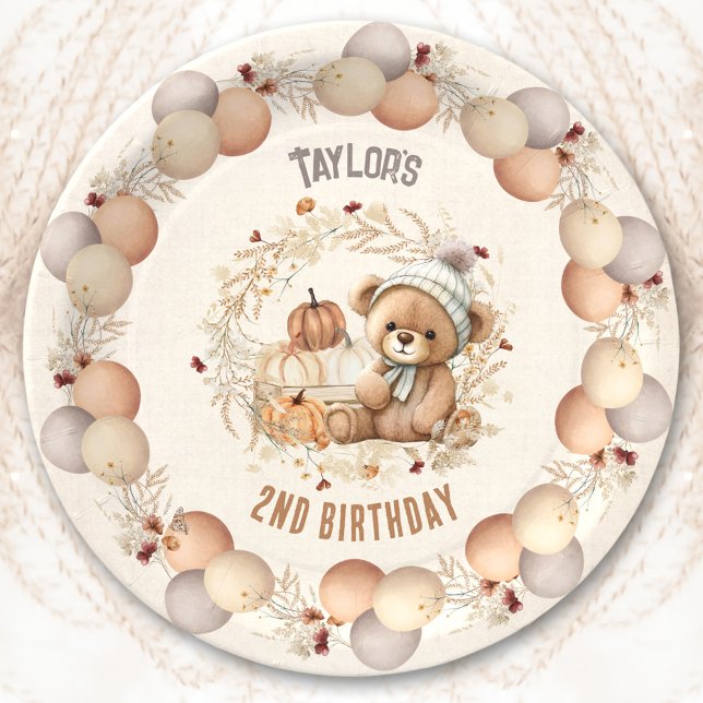 Assiettes En Carton Cute Teddy Bear Automne Plaques Papier Anniversair (Cute Teddy Bear Fall Birthday Paper Plates)