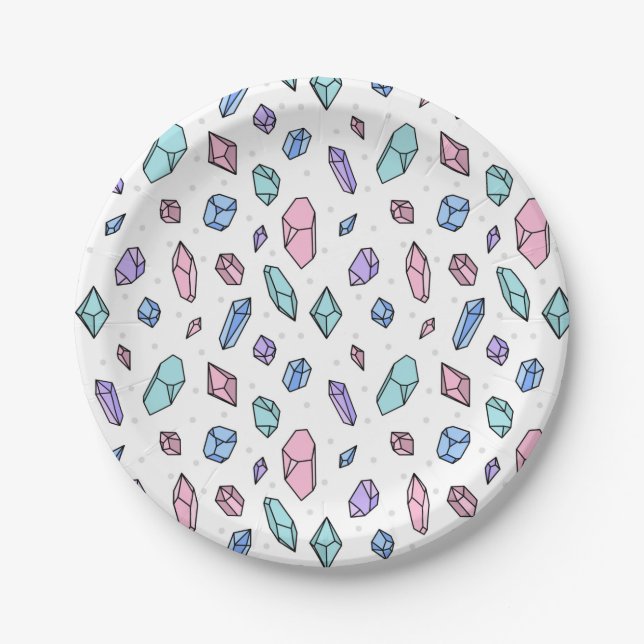 Assiettes En Carton Cute tendance Pastel Gemstones Gems Crystal Motif (Devant)