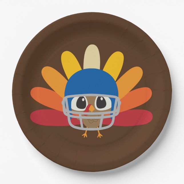 Assiettes En Carton Cute Thanksgiving football turkey ajouter un messa (Devant)