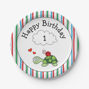 Assiettes En Carton Cute Tortue Ladybug Anniversaire Plaque papier