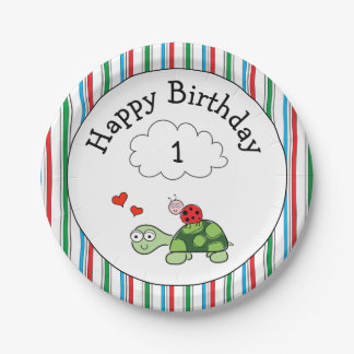 Assiettes En Carton Cute Tortue Ladybug Anniversaire Plaque papier