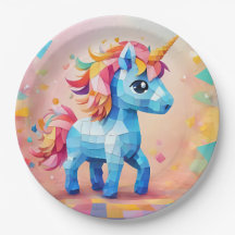 Cute Unicorn Pinata Invitation Anniversaire