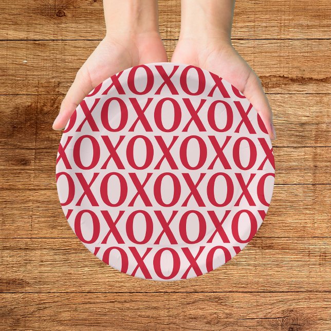 Assiettes En Carton Cute Valentine Day XOXO Red And Pink (Créateur téléchargé)