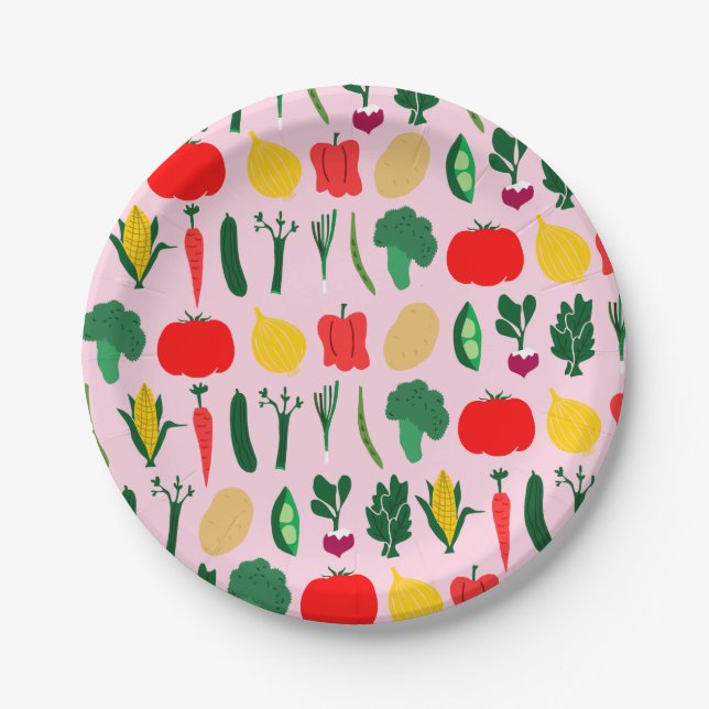 Assiettes En Carton Cute Vegetables Paper Plates (Devant)