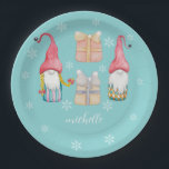 Assiettes En Carton Cute Vintage Christmas Gift Gnome<br><div class="desc">Aquarelle peinte à la main</div>
