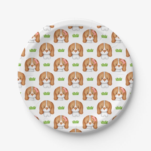 Assiettes En Carton Cute Watercolor Beagle Dog (Devant)