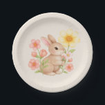 Assiettes En Carton Cute Watercolor Bunny Rabbit Floral<br><div class="desc">Cute Watercolor Bunny Rabbit Floral Paper Plates. Featuring a sweet bunny and soft pink and yellow flowers.</div>