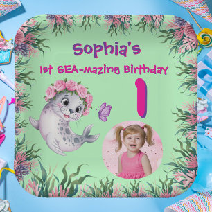 Assiettes En Carton Cute Whimsical Floral Lion Fille Anniversaire de e