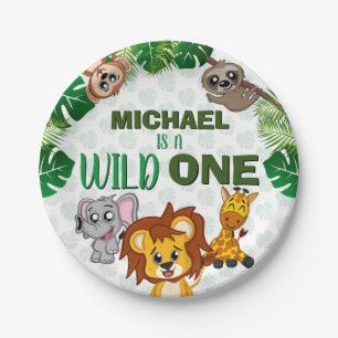 Assiettes En Carton Cute Wild One Jungle Safari Animaux premier annive