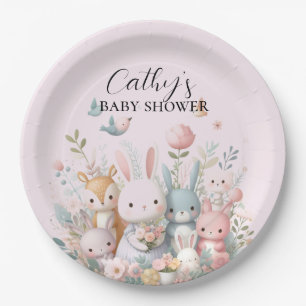 Assiettes En Carton Cute Woodland Animaux Baby shower Plaque de papier