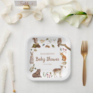 Assiettes En Carton Cute Woodland Animaux Baby showers neutres selon l