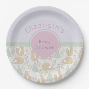 Assiettes En Carton Cute Woodland Créatures Baby shower Motif