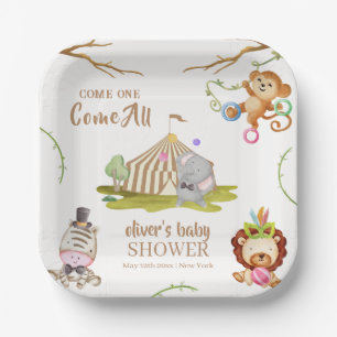 Assiettes En Carton Cute Woodland Safari Baby shower animal de cirque