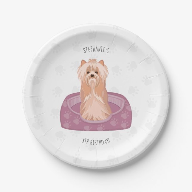 Assiettes En Carton Cute Yorkshire Terrier Plaques papier d'anniversai (Devant)