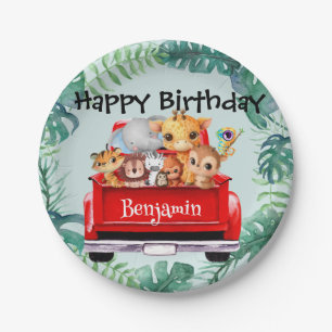 Assiettes En Carton Cute Zoo jungle ferme camion garçon Fête d'anniver