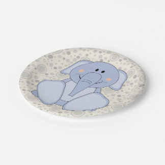 Assiettes En Carton Cutelyn Baby Blue Elephant