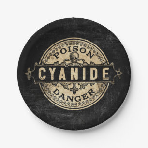 Assiettes En Carton Cyanide Vintage style Étiquette de poison