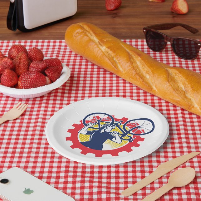 Assiettes En Carton Cycling Repairs Cyclist Paper Plates (Créateur téléchargé)