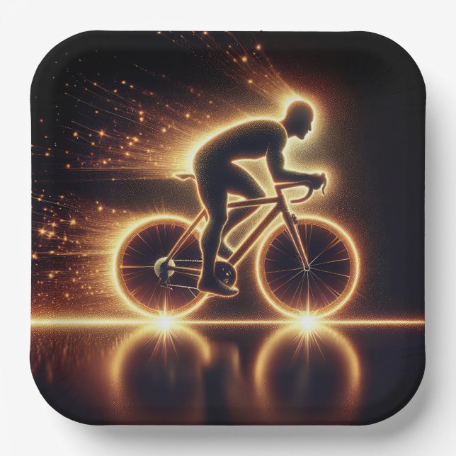 Assiettes En Carton Cycliste Golden Neon (Recto)