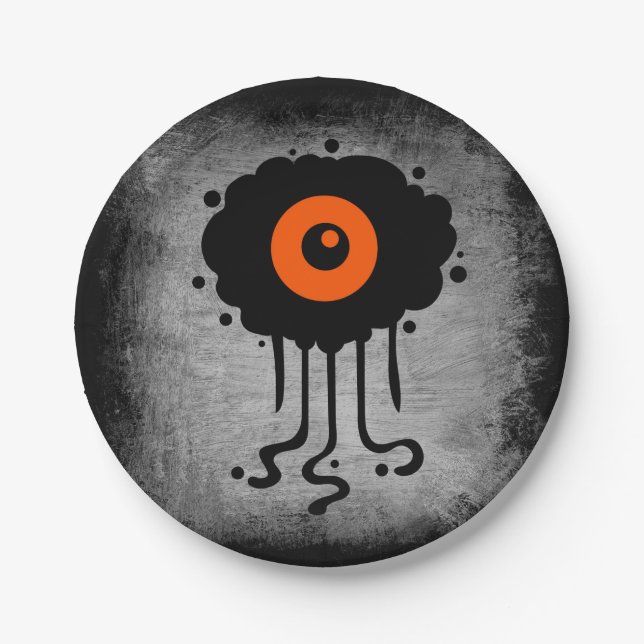 Assiettes En Carton Cyclops Aliens d'Halloween (Devant)