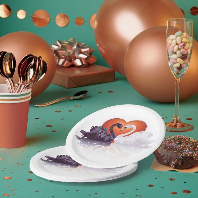 Assiettes En Carton Cygne noir et blanc (Créateur téléchargé)