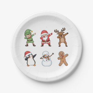 Assiettes En Carton Dabbing Noël Santa Pingouin Rudolph Bonhomme de ne