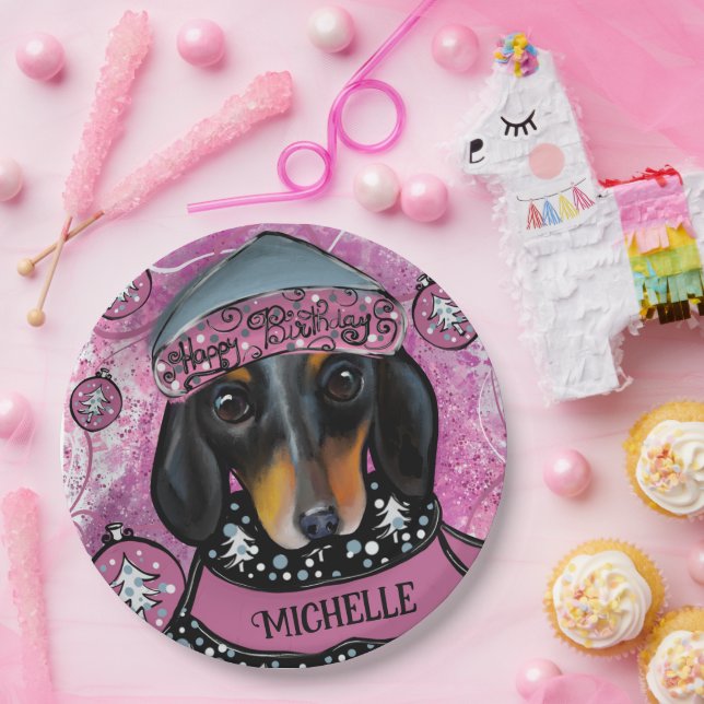 ASSIETTES EN CARTON DACHSHUND  (Fête)