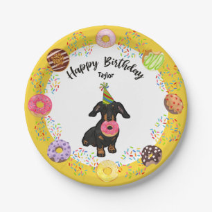 Assiettes En Carton Dachshund amusant Plaque de papier de fête d'anni