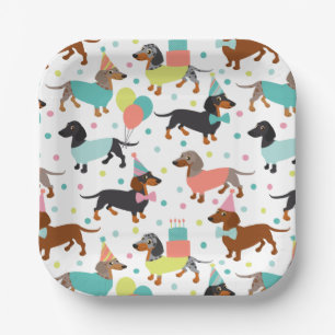 Assiettes En Carton Dachshund Anniversaire Fête Plaques papier