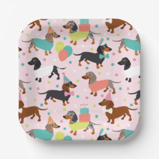 Assiettes En Carton Dachshund Anniversaire Fête Plaques papier