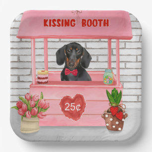 Assiettes En Carton Dachshund Chien Valentine's Day Kissing Booth