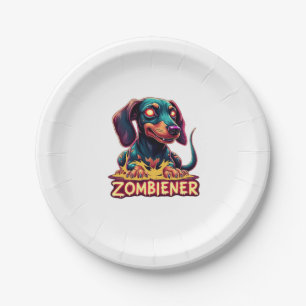 Assiettes En Carton Dachshund Doxie Wiener Saucage Zombie Chien Hallow