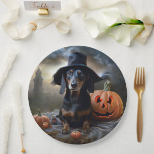 Assiettes En Carton Dachshund Halloween effroi
