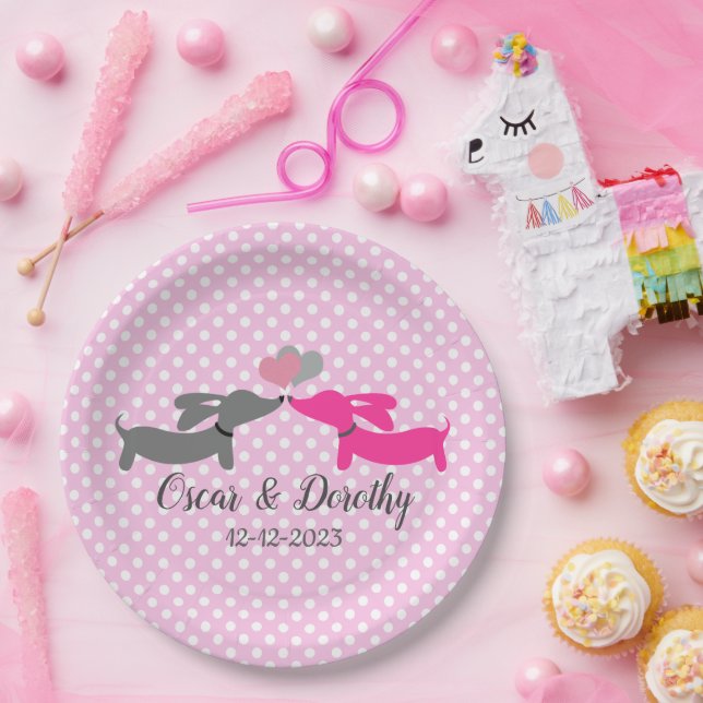Assiettes En Carton Dachshund Mariage Personnaliser Les Doxies De Bais (Fête)