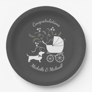 Assiettes En Carton Dachshund Weiner Dog Baby shower non sexiste