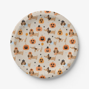 Assiettes En Carton Dachshunds en Halloween Costumes Motif