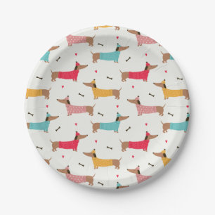Assiettes En Carton Dachshunds en Sweaters Motif de vacances