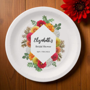 Assiettes En Carton Dahlia d'automne Floral Mariage Tomber Fête de Mar