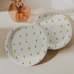 Assiettes En Carton Dainty Lemon Fête Motif<br><div class="desc">Lémons et motif de feuilles,  assiettes de papier de fête.</div>