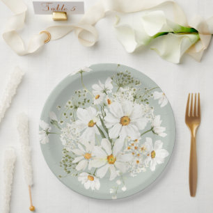 Assiettes En Carton Daisies Floral Aquarelle