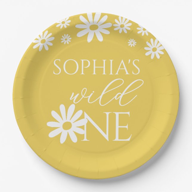 Assiettes En Carton Daisy 1st Birthday Wild One Wildflower Birthday (Devant)