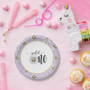 Assiettes En Carton Daisy Anniversaire - Wild One - Purple