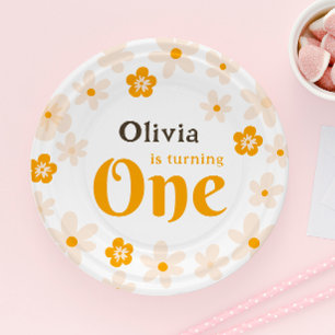 Assiettes En Carton Daisy Boho Floral 1er anniversaire